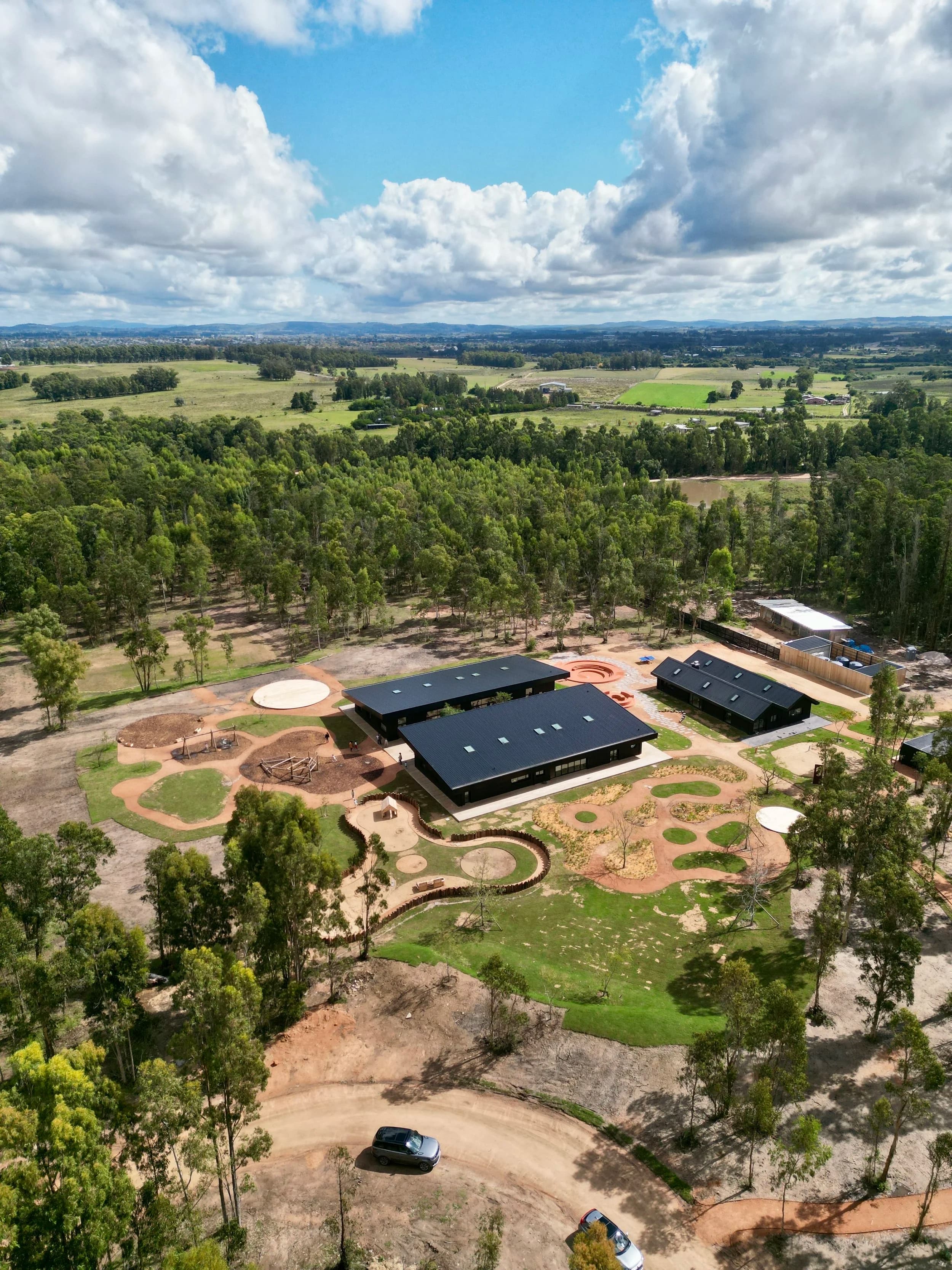 Aerial view of school park