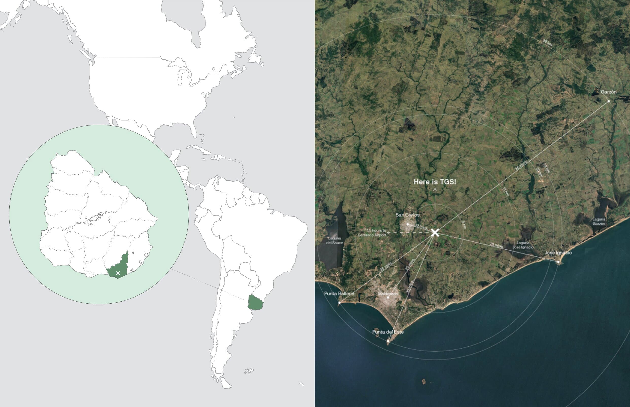 Two maps showing The Garzón School location