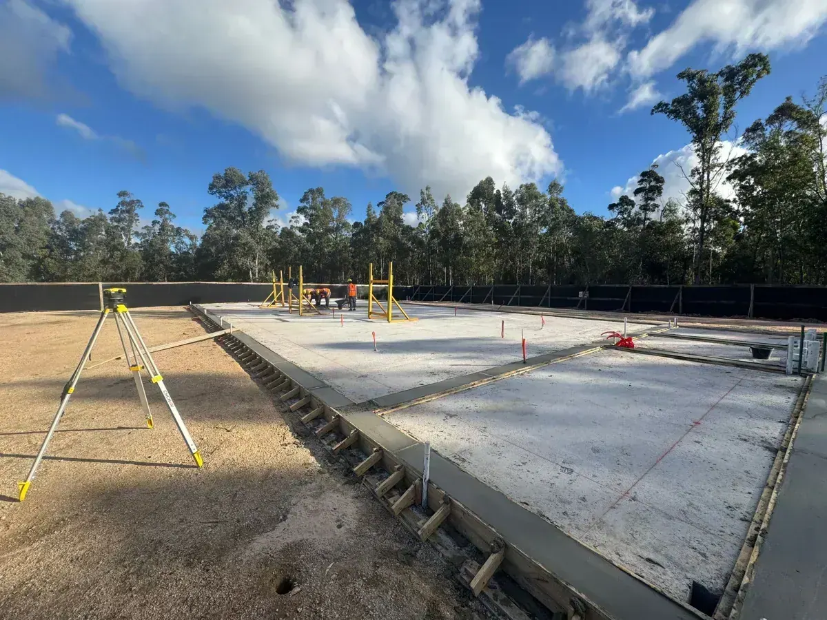 Concrete foundation slab poured