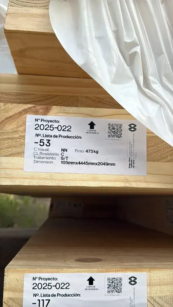 Enkel production labels on timber panels