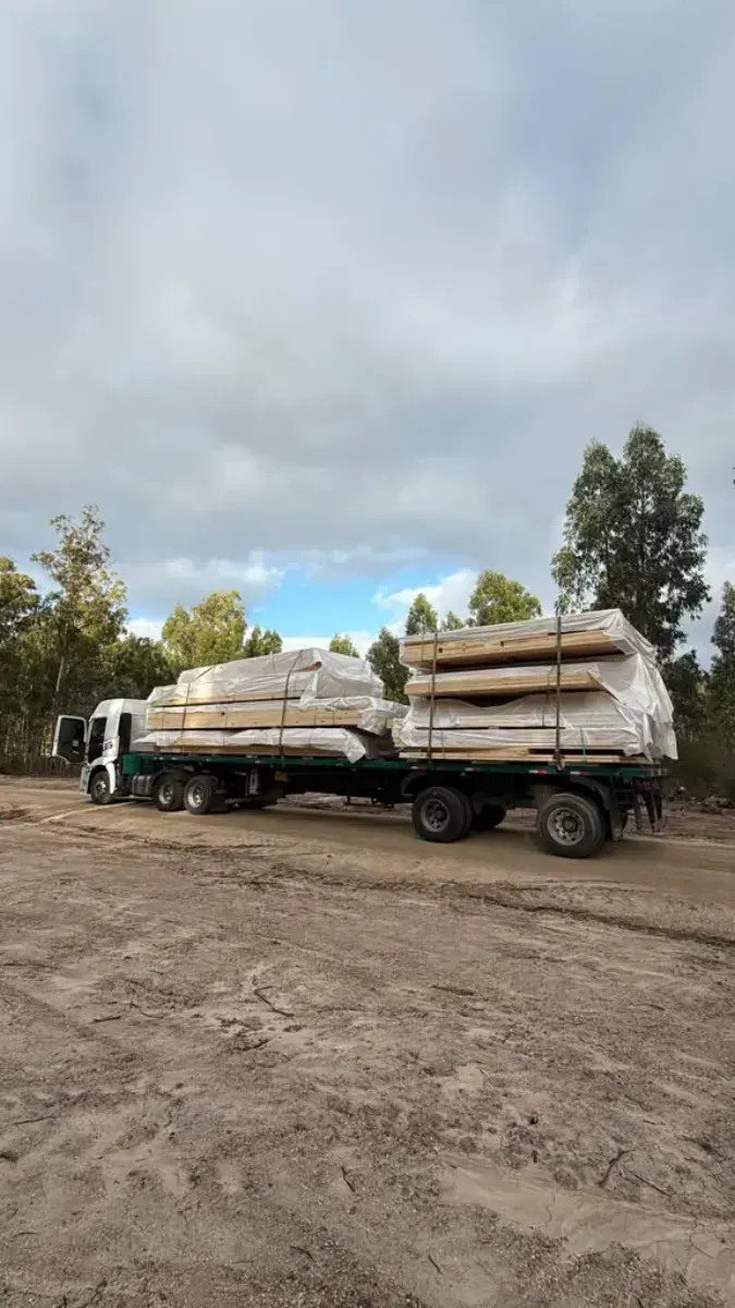 CLT timber panels on delivery truck