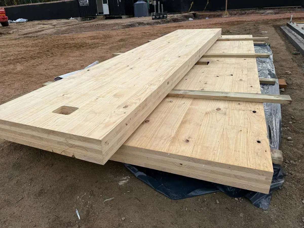 CLT floor panels ready for placement