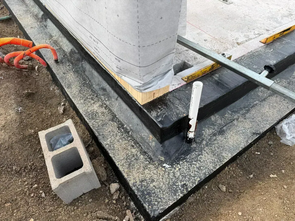 Foundation base with conduit and column footing